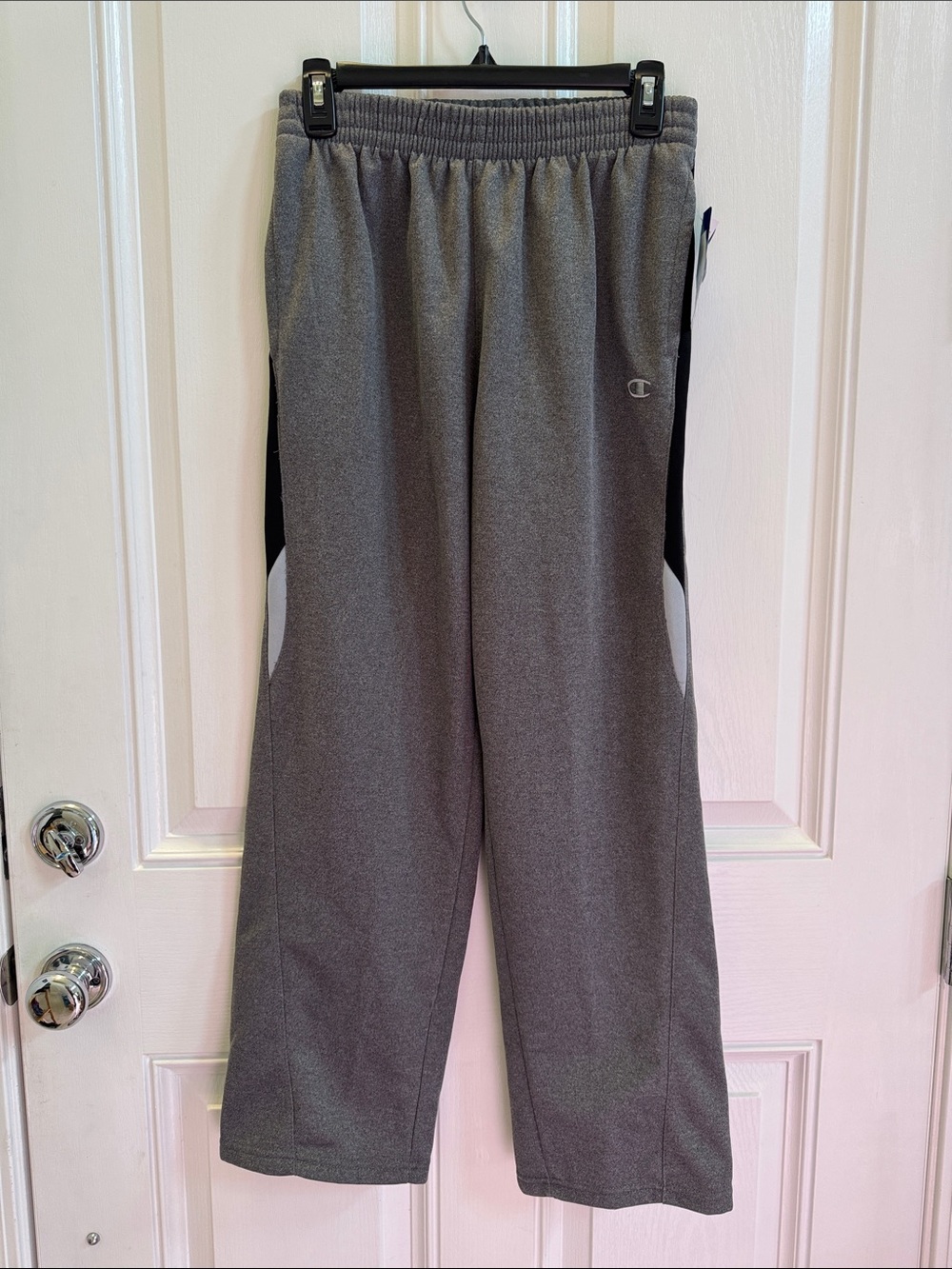 NWT Champion Boy’s Size Large Gray Athletic Sweatpants with Black Panels